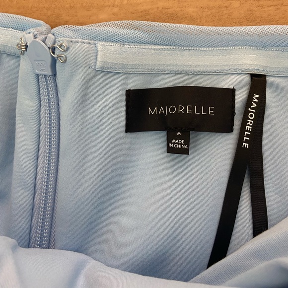 Majorelle Revolve White Strapless Ruched Asymetrical Ursula Dress Sz Medium Blue - Picture 8 of 8